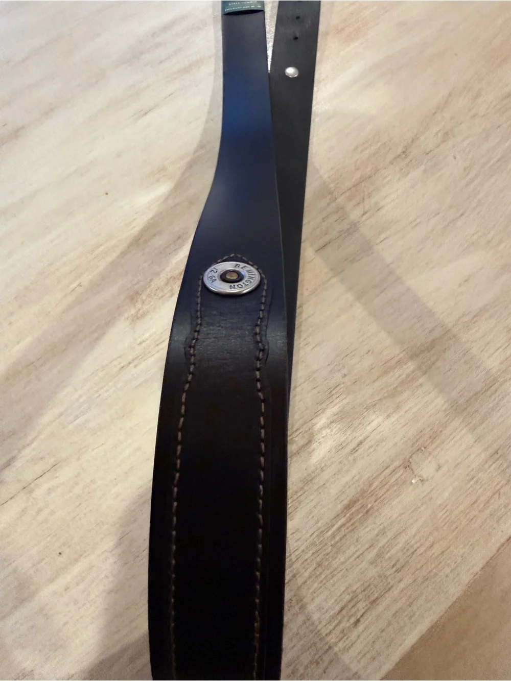 Remington Black Genuine Leather Men's Belt with Silver Buckle Size 48-50